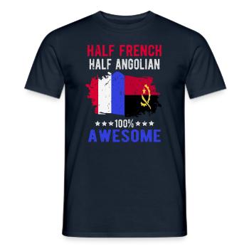 Half French Half Angolier - Men's T-Shirt - navy - Front - AI Model Male 178 light (178cm)