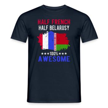 Halb Franzose Halb Belarusse - Männer T-Shirt - Navy - Vorne - AI Model Male 178 light (178cm)