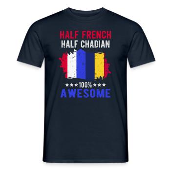 Half French Half Chader - Men's T-Shirt - navy - Front - AI Model Male 178 light (178cm)
