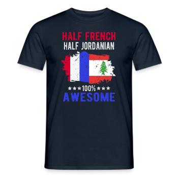 Moitié Français moitié jordanien - T-shirt homme - marine - Devant - AI Model Male 178 light (178cm)