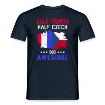 Halb Franzose Halb Tscheche - Männer T-Shirt - Navy - Vorne - AI Model Male 178 light (178cm)