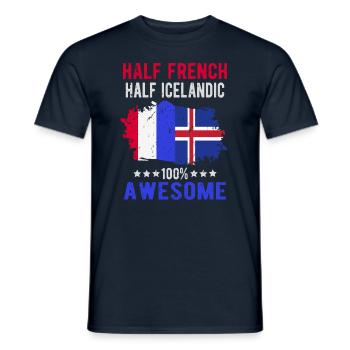 Moitié Français moitié islandais - T-shirt homme - marine - Devant - AI Model Male 178 light (178cm)