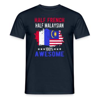Moitié Français moitié malaisien - T-shirt homme - marine - Devant - AI Model Male 178 light (178cm)