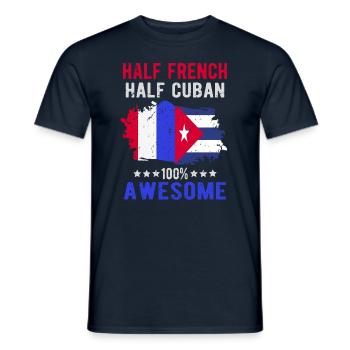 Moitié Français moitié cubain - T-shirt homme - marine - Devant - AI Model Male 178 light (178cm)
