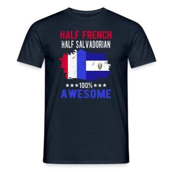 Moitié Français moitié salvadorien - T-shirt homme - marine - Devant - AI Model Male 178 light (178cm)
