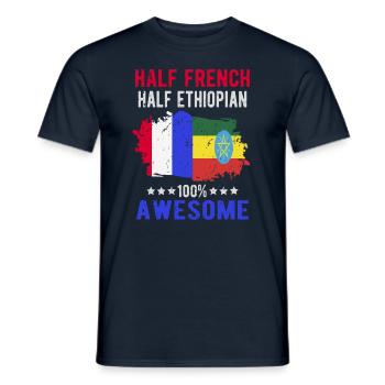 Moitié Français moitié éthiopien - T-shirt homme - marine - Devant - AI Model Male 178 light (178cm)