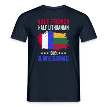 Half French Half Lithuanian - Men's T-Shirt - navy - Front - AI Model Male 178 light (178cm)