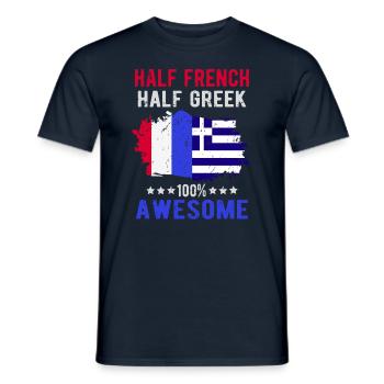Moitié Français moitié grec - T-shirt homme - marine - Devant - AI Model Male 178 light (178cm)