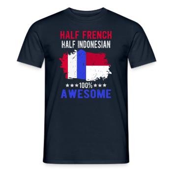 Moitié Français moitié indonésien - T-shirt homme - marine - Devant - AI Model Male 178 light (178cm)