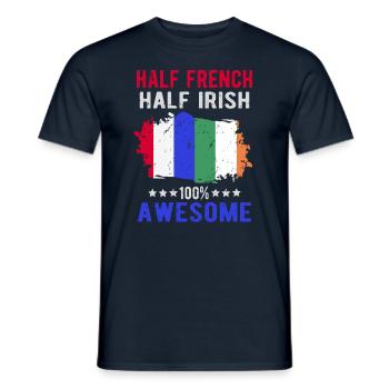 Moitié Français moitié irlandais - T-shirt homme - marine - Devant - AI Model Male 178 light (178cm)