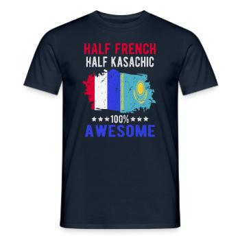 Half French Half Kazakh - Men's T-Shirt - navy - Front - AI Model Male 178 light (178cm)
