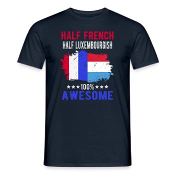 Moitié Français moitié Luxembourgeois - T-shirt homme - marine - Devant - AI Model Male 178 light (178cm)