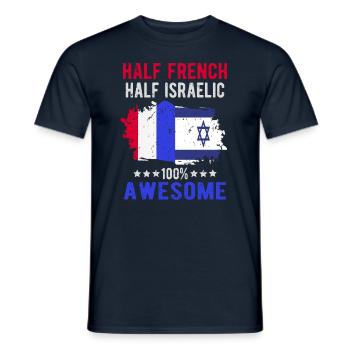 Moitié Français moitié Isreali - T-shirt homme - marine - Devant - AI Model Male 178 light (178cm)