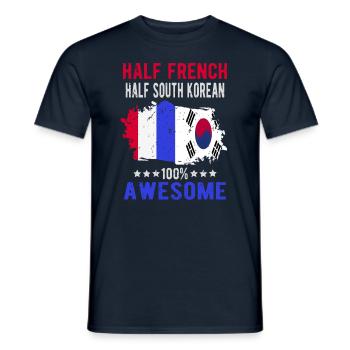 Moitié Français moitié sud-coréen - T-shirt homme - marine - Devant - AI Model Male 178 light (178cm)