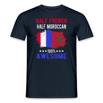 Moitié Français moitié marocain - T-shirt homme - marine - Devant - AI Model Male 178 light (178cm)
