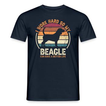 Travaillez dur - Retro Beagle - T-shirt homme - marine - Devant - AI Model Male 178 light (178cm)
