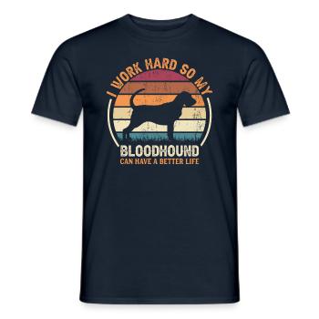 Travaillez dur - Retro Bloodhound - T-shirt homme - marine - Devant - AI Model Male 178 light (178cm)