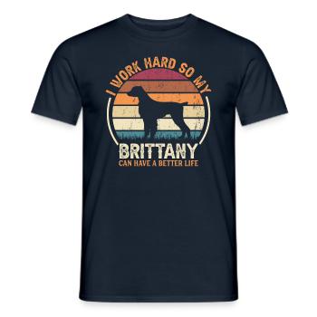 Travailler dur - Retro Brittany - T-shirt homme - marine - Devant - AI Model Male 178 light (178cm)