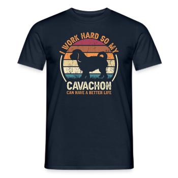 Travaillez dur - Retro Cavachon - T-shirt homme - marine - Devant - AI Model Male 178 light (178cm)