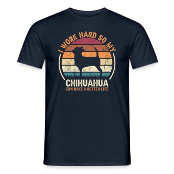 Travailler dur - Retro Chihuahua - T-shirt homme - marine - Devant - AI Model Male 178 light (178cm)