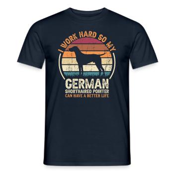 Travail acharné - Retro German Pointer - T-shirt homme - marine - Devant - AI Model Male 178 light (178cm)