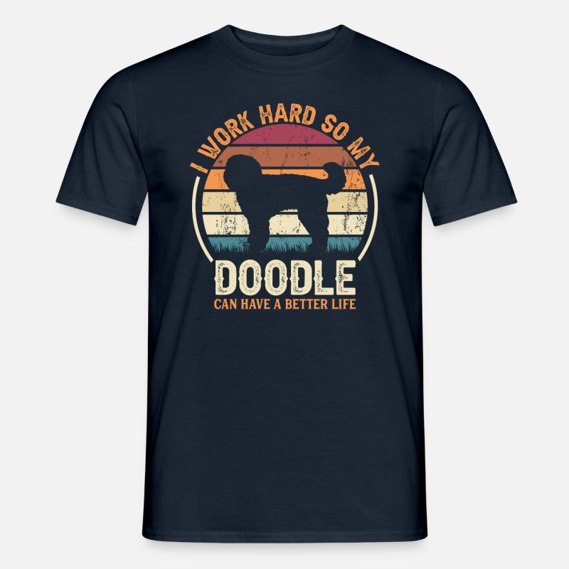 Hart Arbeiten - Retro Doodle - Männer T-Shirt - Navy