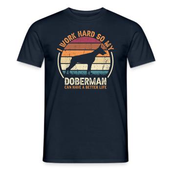 Travail acharné - Retro Doberman - T-shirt homme - marine - Devant - AI Model Male 178 light (178cm)
