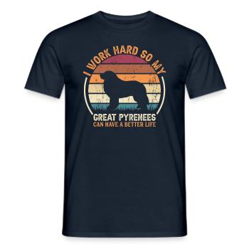 Travaillez dur - Retro Great Pyrenees - T-shirt homme - marine - Devant - AI Model Male 178 light (178cm)