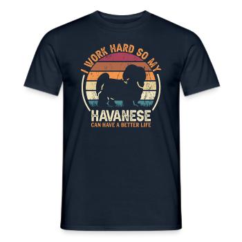 Travail acharné - Retro Havanese - T-shirt homme - marine - Devant - AI Model Male 178 light (178cm)