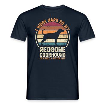 Travailler dur - Retro Redbone Coonhound - T-shirt homme - marine - Devant - AI Model Male 178 light (178cm)