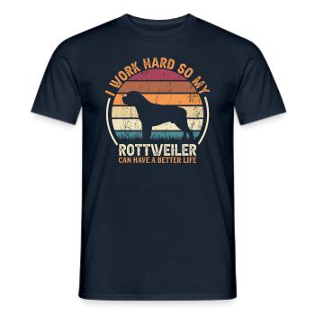 Hard Work - Retro Rottweiler - Men's T-Shirt - navy - Front - AI Model Male 178 light (178cm)