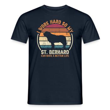 Arbeit Hart Arbeiten - Retro St. Bernard - Männer T-Shirt - Navy - Vorne - AI Model Male 178 light (178cm)