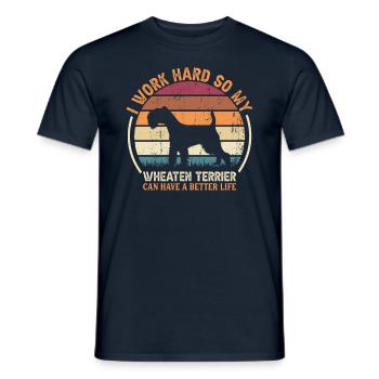 Travaillez dur - Retro Wheaten Terrier - T-shirt homme - marine - Devant - AI Model Male 178 light (178cm)