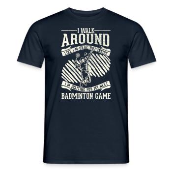 I'm walking around, okay - Badminton - Men's T-Shirt - navy - Front - AI Model Male 178 light (178cm)