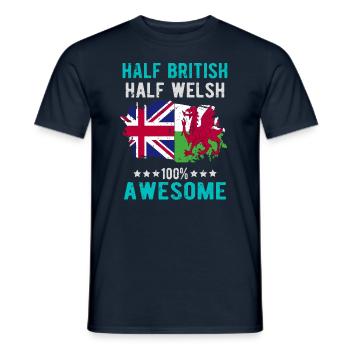 Halb Brite Halb Waliser - Männer T-Shirt - Navy - Vorne - AI Model Male 178 light (178cm)