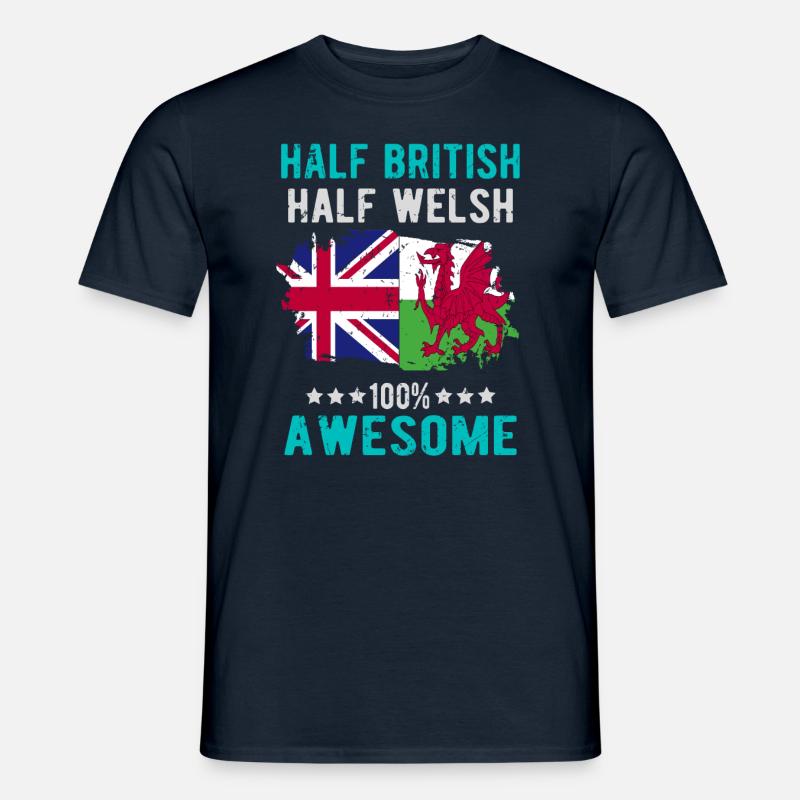Halb Brite Halb Waliser - Männer T-Shirt - Navy