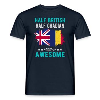 Half British Half Chader - Men's T-Shirt - navy - Front - AI Model Male 178 light (178cm)