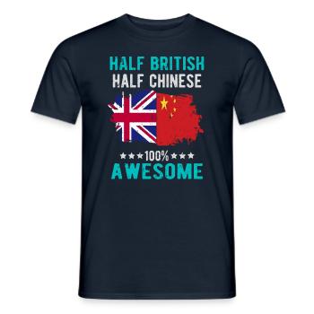 Moitié britannique moitié chinois - T-shirt homme - marine - Devant - AI Model Male 178 light (178cm)