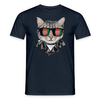 Lunettes de soleil pour chat avec drapeau afghan - T-shirt homme - marine - Devant - AI Model Male 178 light (178cm)