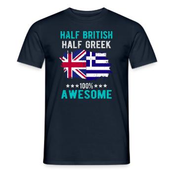 Moitié britannique moitié grecque - T-shirt homme - marine - Devant - AI Model Male 178 light (178cm)