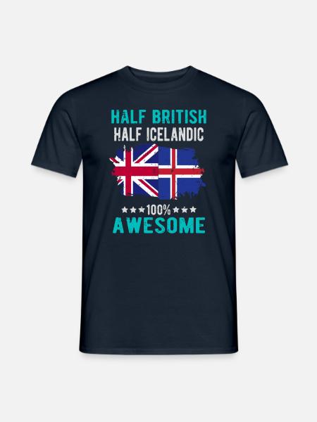 Halb Brite Halb Isländer - Männer T-Shirt - Navy