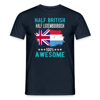 Moitié britannique moitié luxembourgeois - T-shirt homme - marine - Devant - AI Model Male 178 light (178cm)