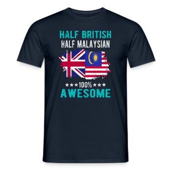 Moitié britannique moitié malaisien - T-shirt homme - marine - Devant - AI Model Male 178 light (178cm)