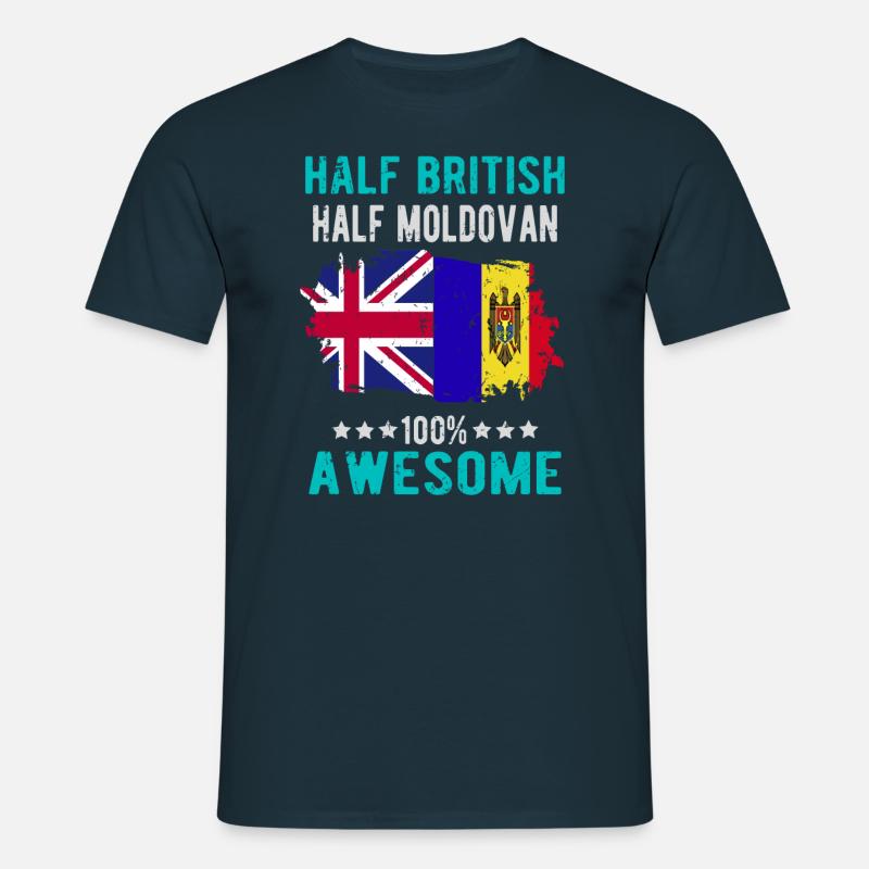 Half British Half Moldovan - Men's T-Shirt - navy