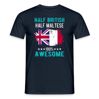 Moitié britannique Moitié Mateser - T-shirt homme - marine - Devant - AI Model Male 178 light (178cm)