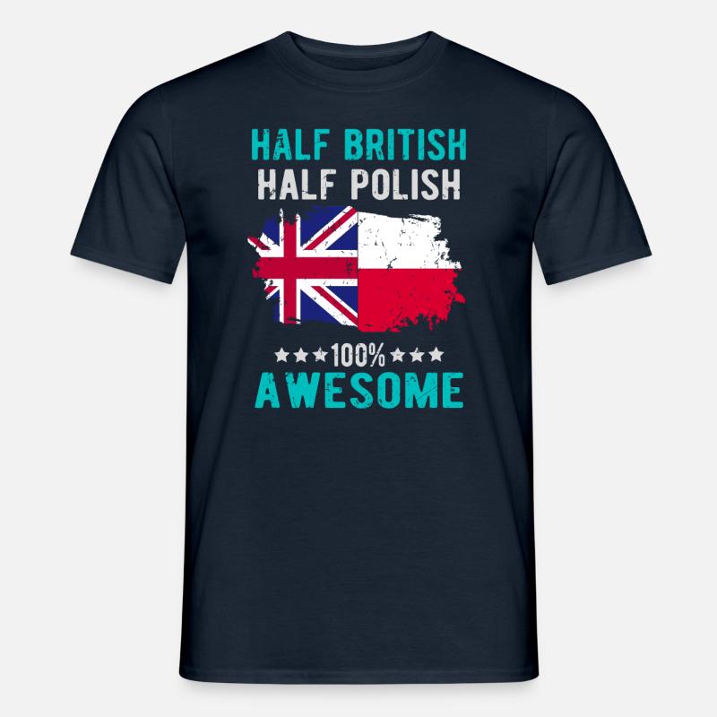 Halb Brite Halb Singapurer - Männer T-Shirt - Navy