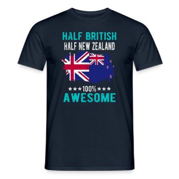 Moitié britannique moitié néo-zélandais - T-shirt homme - marine - Devant - AI Model Male 178 light (178cm)