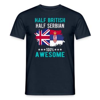 Half British, Half Serbian - Men's T-Shirt - navy - Front - AI Model Male 178 light (178cm)