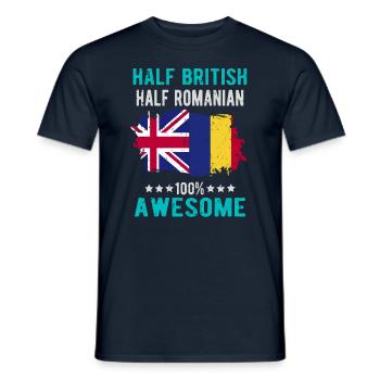 Half British Half Romanian - Men's T-Shirt - navy - Front - AI Model Male 178 light (178cm)