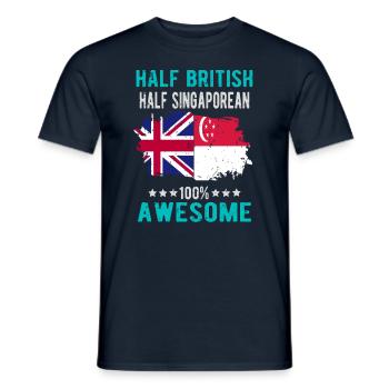 Half British Half Singaporean - Men's T-Shirt - navy - Front - AI Model Male 178 light (178cm)